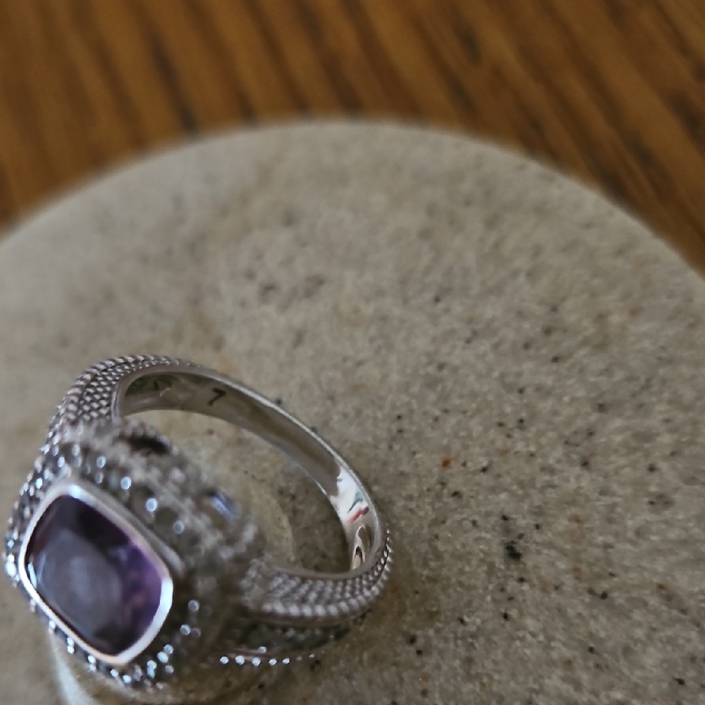 Judith Ripka Purple Amethyst Silver Ring - Picture 4 of 6